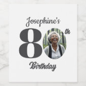 Bold 80th Birthday Party Photo ワインラベル (シングルラベル)