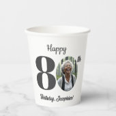 Bold 80th Birthday Party Photo 紙コップ (正面)