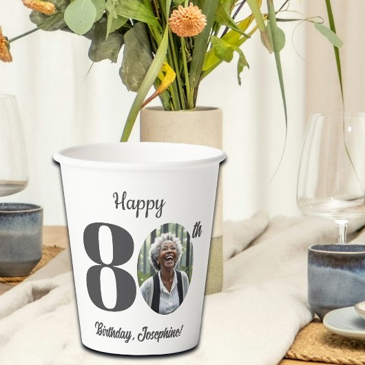 Bold 80th Birthday Party Photo 紙コップ