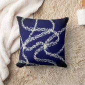 bold abstract art white lines on dark blue  クッション (ブランケット)