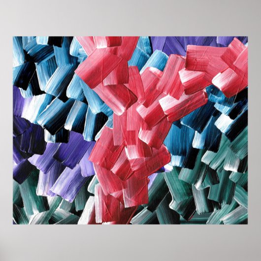 Bold Abstract Brush Strokes in Red and Blue ポスター (正面)