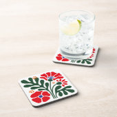 Bold Abstract Floral Coaster with Poppy Motif コースター (右側)