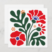 Bold Abstract Floral Flat Card with Poppy Motif (正面/裏面)