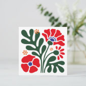 Bold Abstract Floral Flat Card with Poppy Motif (スタンド正面)
