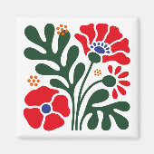 Bold Abstract Floral Magnet with Poppy Motif マグネット (正面)