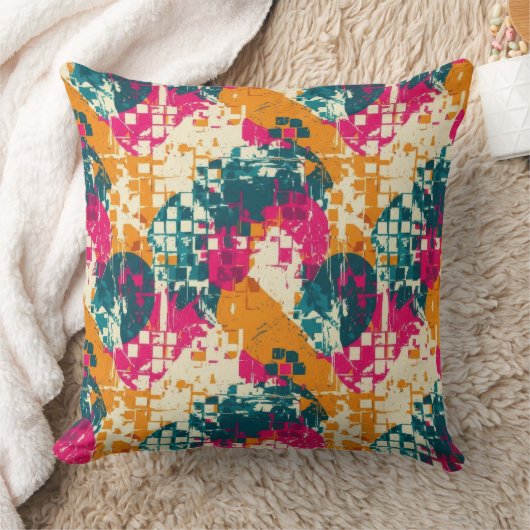 Bold Abstract Geometric - Grunge Brush Texture (3) クッション (ブランケット)