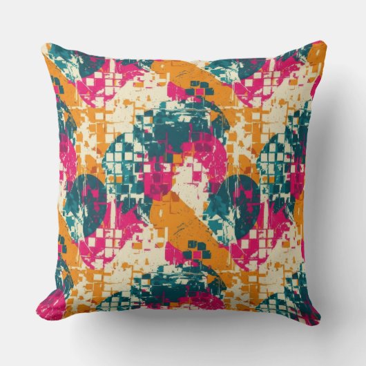 Bold Abstract Geometric - Grunge Brush Texture (3) クッション (正面)