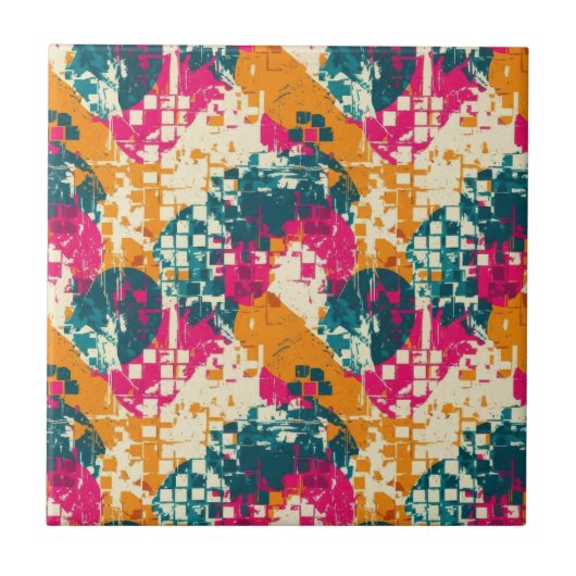 Bold Abstract Geometric - Grunge Brush Texture (3) タイル (正面)