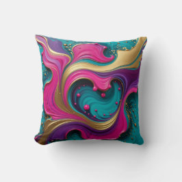 Bold Abstract Heart Swirl – Modern Colorful Art クッション