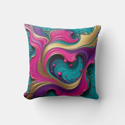 Bold Abstract Heart Swirl – Modern Colorful Art クッション (正面)