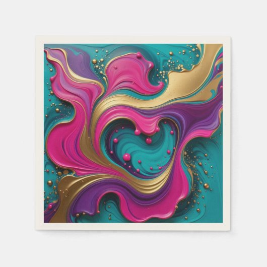 Bold Abstract Heart Swirl – Modern Colorful Art スタンダードカクテルナプキン (正面)