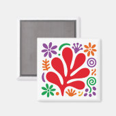 Bold Abstract Magnet Colorful Floral Matisse Style マグネット (正面/裏面)