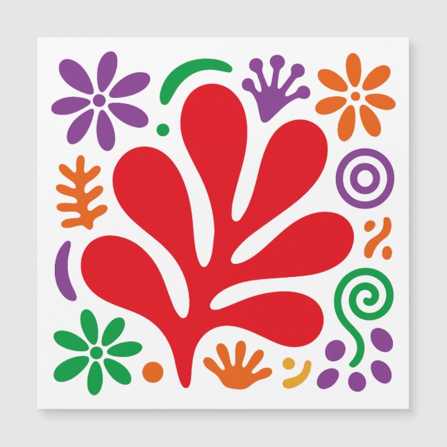 Bold Abstract Magnetic Card Floral Matisse Style (正面)