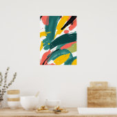 Bold Abstract Strokes Art: Teal & Yellow ポスター (キッチン)