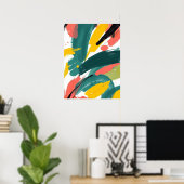Bold Abstract Strokes Art: Teal & Yellow ポスター (ホームオフィス)