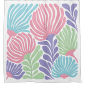 Bold Abstract Trpical Botanical Floral シャワーカーテン (正面)