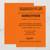 Bold Amber Celebration of Life Invitation 招待状 (正面/裏面)