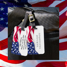 Bold American Flag Company Name Address ラゲッジタグ