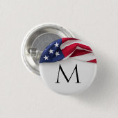 Bold American Flag Monogrammed 缶バッジ (正面&裏面)