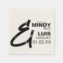 BOLD AMPERSAND グランジホワイト ブラック ウェディング    スタンダードカクテルナプキン