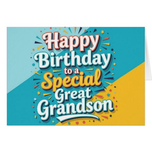 Bold and Bright Birthday Card for Great Grandson (正面横)