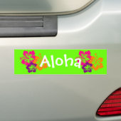 Bold and Bright Hawaiian Flowers バンパーステッカー (車上)