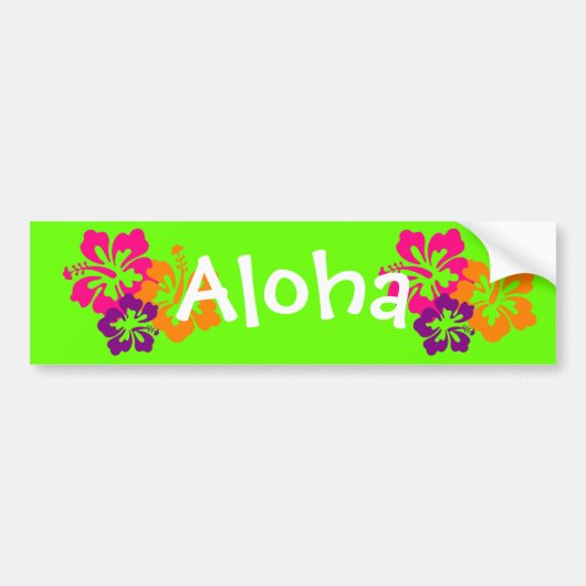 Bold and Bright Hawaiian Flowers バンパーステッカー (正面)