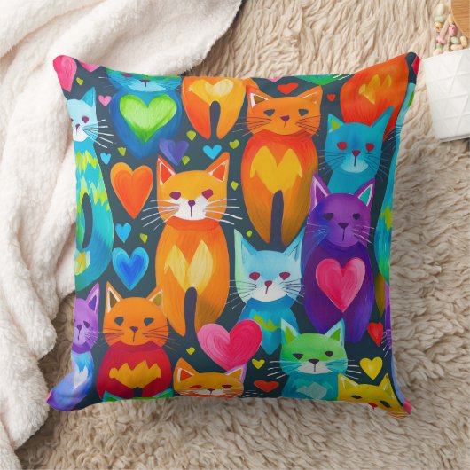 Bold and moody kittens watercolor pattern クッション (ブランケット)