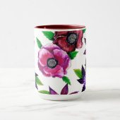 Bold Anemone & Clematis Watercolor Art Mug マグカップ (中央)