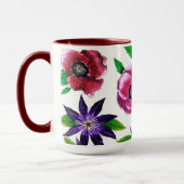 Bold Anemone & Clematis Watercolor Art Mug マグカップ (左)
