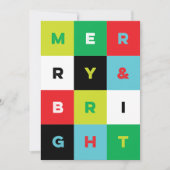 Bold Aqua Red Green Merry and Bright Christmas シーズンカード (正面)