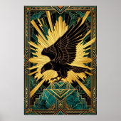Bold Art Deco Eagle Flight Gold & Black ポスター (正面)