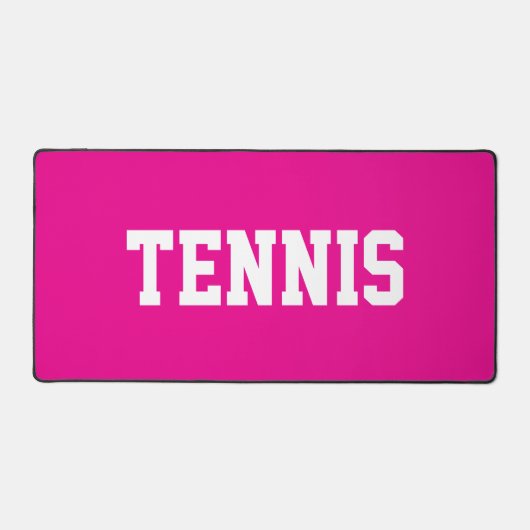 Bold Athletic Fun White TENNIS Text On Bright Pink デスクマット (正面)