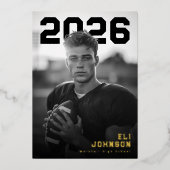 Bold Athletic Graduation PhotoPop  箔招待状 (正面)