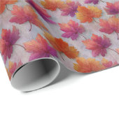 Bold Autumn Maple Leaves on Textured Gray  ラッピングペーパー (ロールコーナー)