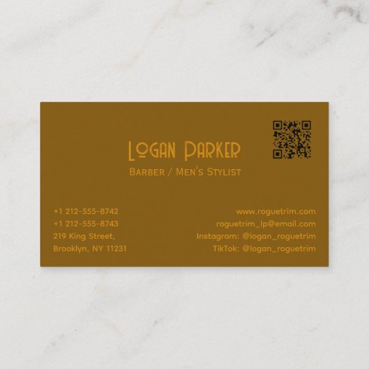 Bold Barber Shop Men's Stylist Bronze 名刺 (裏面)