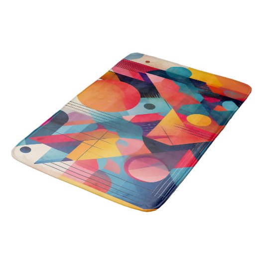 Bold Bauhaus-Inspired Abstract Geometric Bath Mat バスマット (アングル)