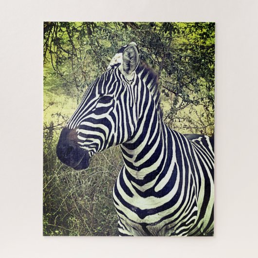 Bold Beautiful Black and White Zebra Kenya ジグソーパズル (縦)