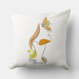 Bold Beauty Women Empowerment Face Line Art Quotes クッション