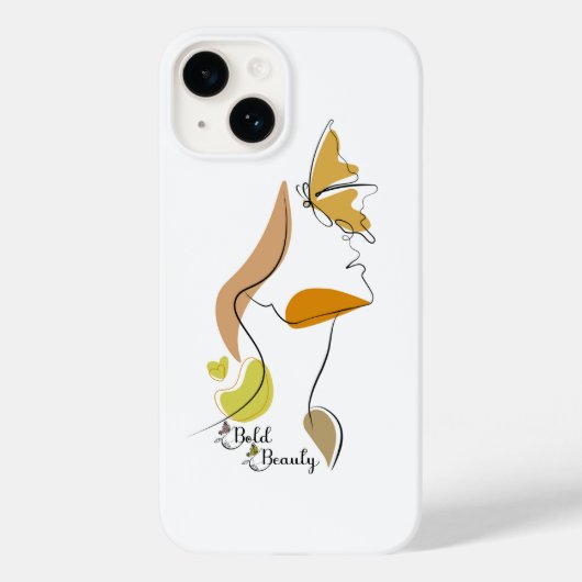 Bold Beauty Women Empowerment Face Line Art Quotes Case-Mate iPhoneケース (裏面)
