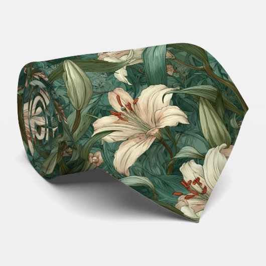 Bold Best Man Lilies Flower ネクタイ (ロール)