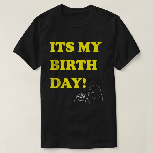 Bold Birthday Text Minimal Line Art Tシャツ (デザイン正面)