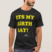 Bold Birthday Text Minimal Line Art Tシャツ (正面)