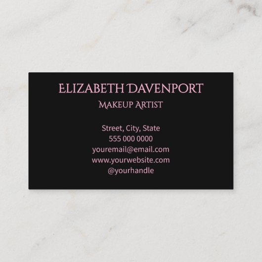 Bold Black and Blush Pink 名刺 (裏面)