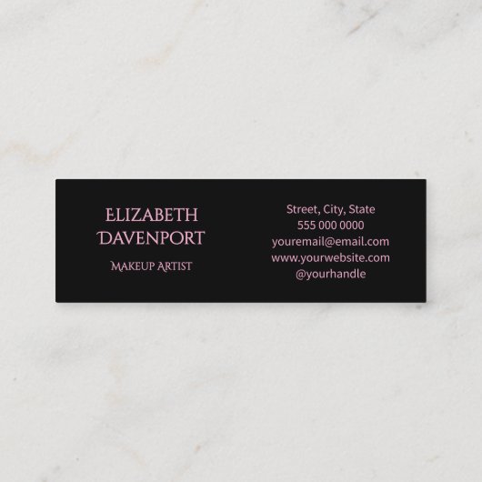 Bold Black and Blush Pink 2 Photo スキニー名刺 (裏面)