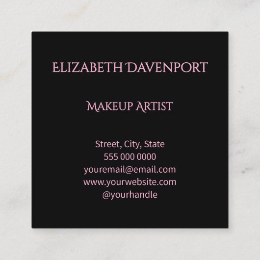 Bold Black and Blush Pink 3 Photo スクエア名刺 (裏面)