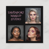 Bold Black and Blush Pink 3 Photo スクエア名刺 (正面)