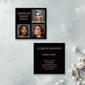 Bold Black and Blush Pink 3 Photo スクエア名刺