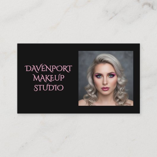 Bold Black and Blush Pink Social Icon QR Code 名刺 (正面)