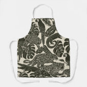 Bold Black and Cream Tropical Jungle Animals  エプロン (正面)